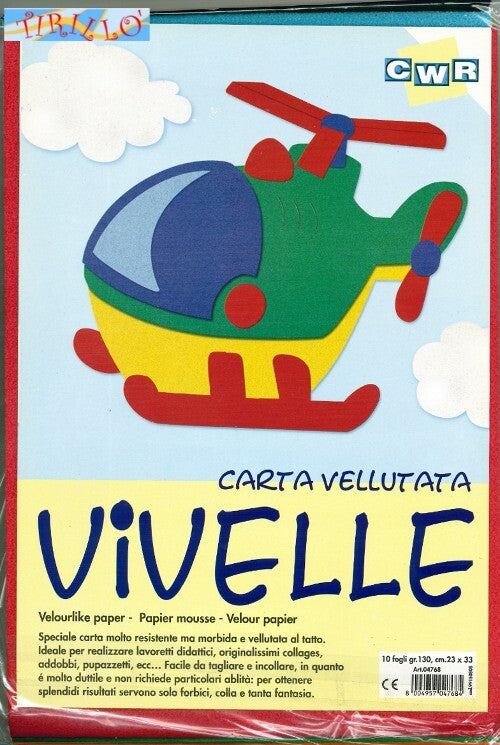 DIDATTICA SCUOLA - 10 fogli carta vellutata 23x33 cm - colori assortiti