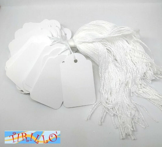 200 cartellini etichette segna prezzo con cordino - 36x53 mm