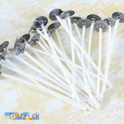 CANDELE -  16 stoppini con base in metallo per candele 10 cm