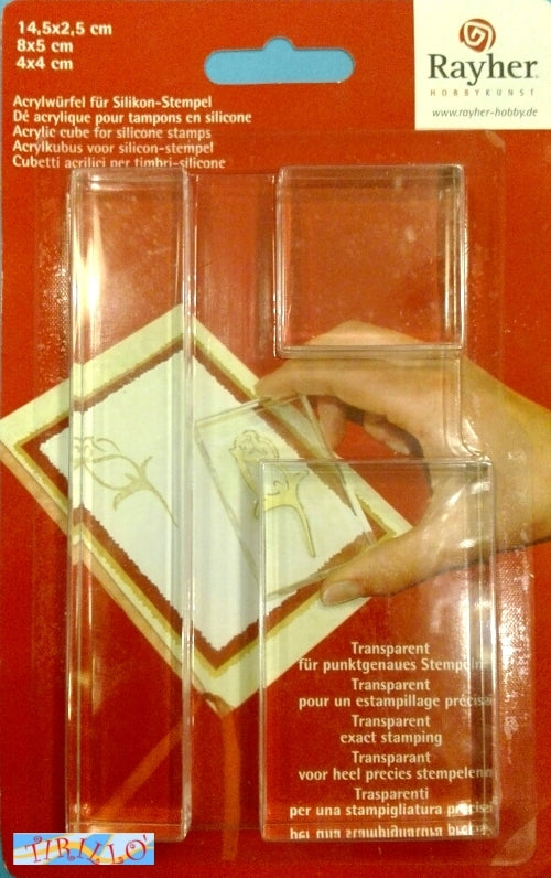 BULLET JOURNAL SCRAP - Set 3 cubetti blocchi plexiglass per timbri in silicone