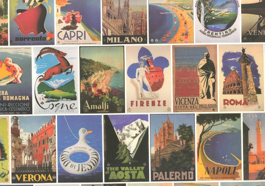 2 fogli carta découpage/cartonaggio legatoria 50x70 cm - Manifesti italiani