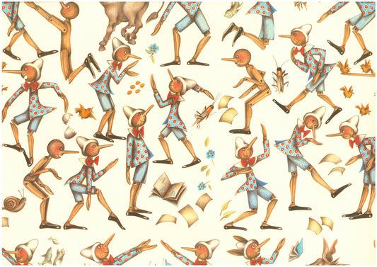 2 fogli carta découpage/cartonaggio legatoria 50x70 cm - Pinocchio