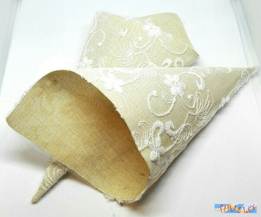 MATRIMONIO DECORAZIONI-4 coni porta riso matrimonio 21 cm - Tela con ricamo