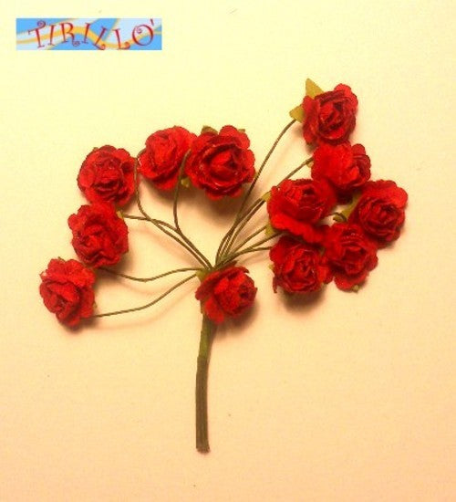 BOMBONIERE DECORAZIONI - 24 fiori di carta per bomboniere - Roselline rosse