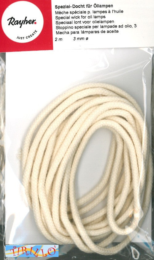 CANDELE -  Stoppino per lampada a olio 4 metri - 3 mm