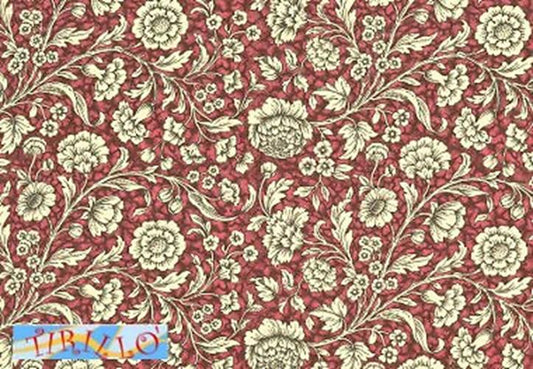2 fogli carta legatoria cartonaggio 50x70 cm - Fiorame rosso
