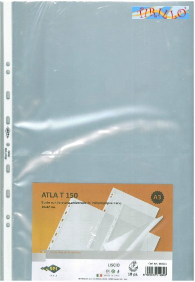 CARTOLERIA UFFICIO -  10 buste forate trasparenti 30x42 cm (A3)