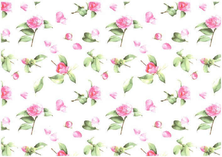 1 foglio carta vergata per legatoria cartonaggio 50x70 cm - Camelie