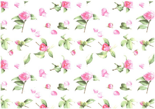 1 foglio carta vergata per legatoria cartonaggio 50x70 cm - Camelie