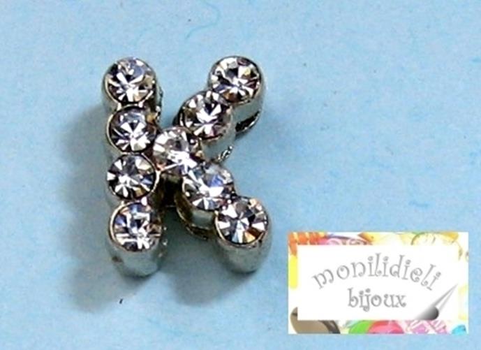 BIGIOTTERIA PERLINE - iniziale - lettera K con strass - 4 pz