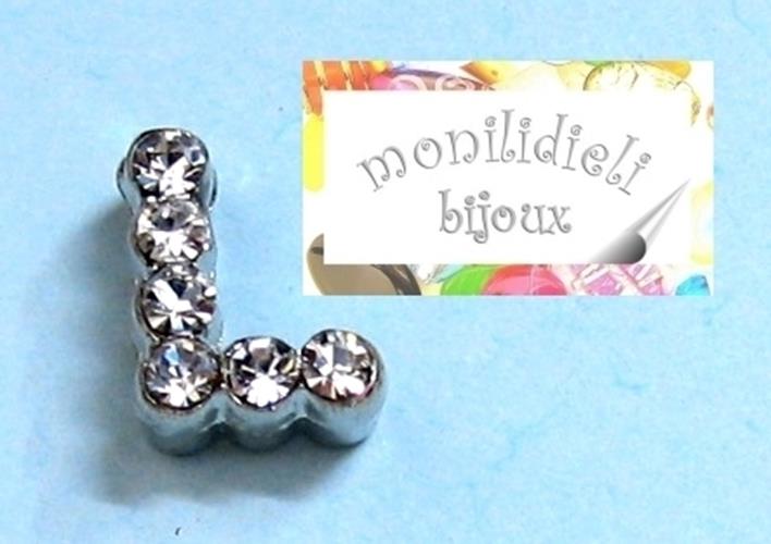 BIGIOTTERIA PERLINE - iniziale - lettera L con strass - 4 pz