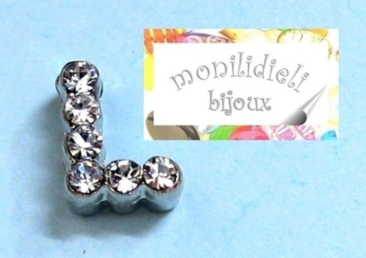 BIGIOTTERIA PERLINE - iniziale - lettera L con strass - 4 pz