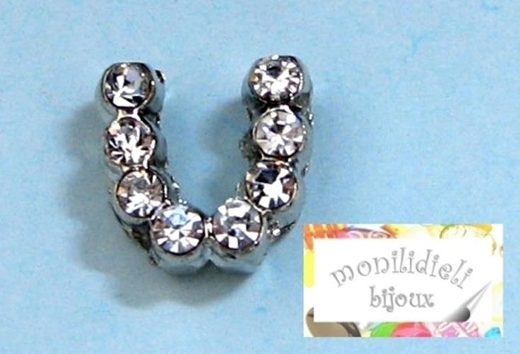 BIGIOTTERIA PERLINE - iniziale - lettera U con strass - 4 pz