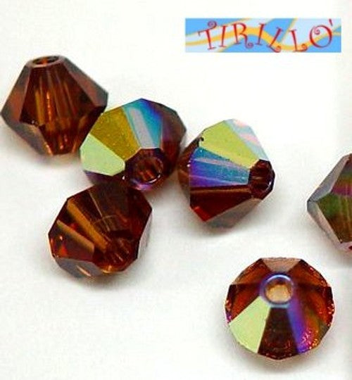 SWAROVSKI ® - 50 bicono 4mm - smoked topaz ab  (220)