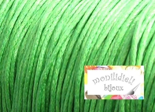 BIGIOTTERIA PERLINE - 20 metri di filo cerato verde 1 mm