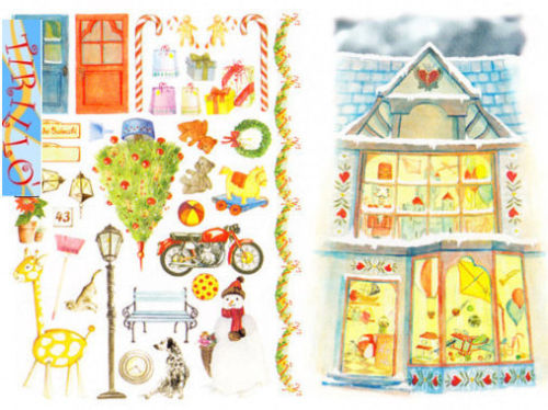 Carta di riso per découpage 50x35 cm-Tegola Natale 2