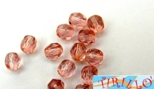 BIGIOTTERIA PERLINE -20 mezzi cristalli 4 mm Rosa
