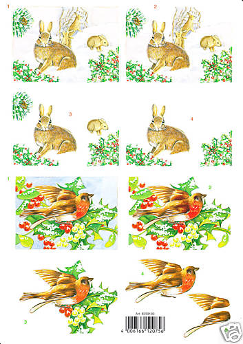 DECOUPAGE - carta per tecnica 3D in rilievo - bosco - 2 fogli