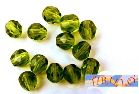 BIGIOTTERIA PERLINE -10 mezzi cristalli 8 mm Verde olivine