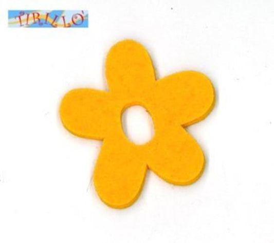 CUCITO CREATIVO - 2 fiori di feltro "pop" 5 cm - Giallo