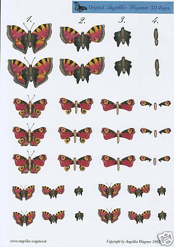DECOUPAGE-carta per tecnica3D in rilievo-farfalle rosse - 2 fogli