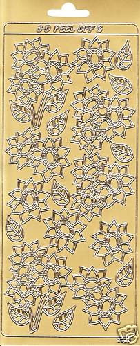 SCRAPBOOKING - 2 fogli adesivi - girasoli oro