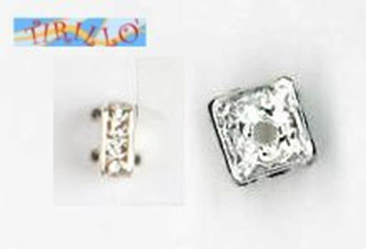 BIGIOTTERIA PERLINE - 5 separatori di strass rondella quadrata - 4 mm