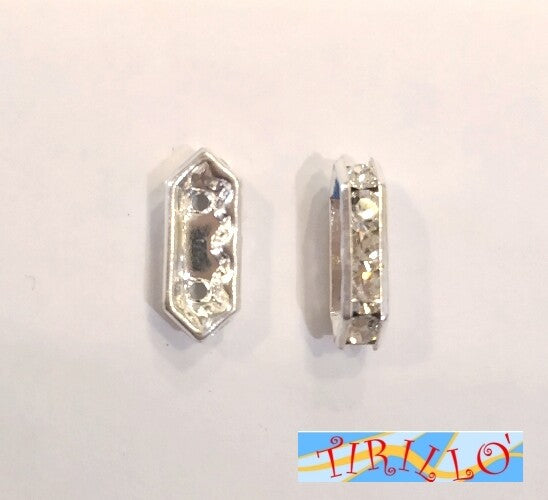 BIGIOTTERIA PERLINE - 5 elementi separatore di strass 15 mm
