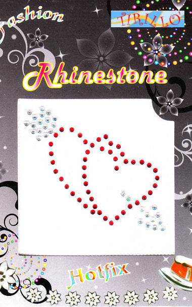 Applicazione in strass Hot Fix 2 pezzi - Cuori San Valentino
