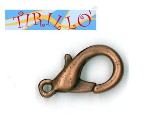 BIGIOTTERIA -  10 chiusure moschettone 18 mm - colore rame