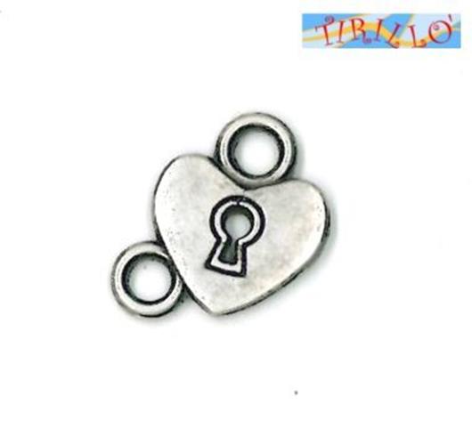 BIGIOTTERIA PERLINE - 4 charms ciondoli pendenti - Lucchetto a cuore