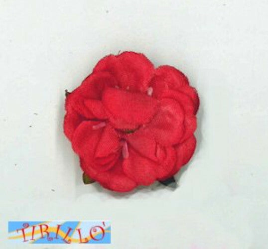 BOMBONIERE DECORAZIONI - 8 fiori di stoffa autoadesivi - rose rosse 3,5 cm