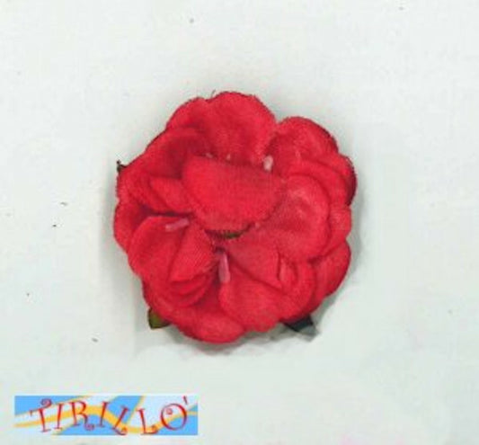 BOMBONIERE DECORAZIONI - 8 fiori di stoffa autoadesivi - rose rosse 3,5 cm