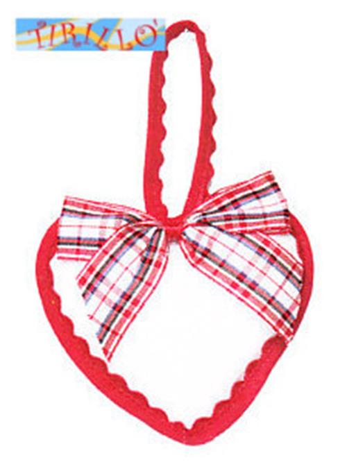 CUCITO NATALE - Cuore di stoffa imbottito da ricamare e appendere - 9 cm