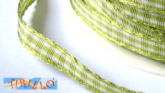 MERCERIA - 6 metri nastro sintetico animato 6 mm - Quadretti verde chiaro