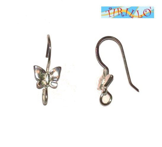 BIGIOTTERIA PERLINE - 2 monachelle a farfalla - argento scuro 6 mm