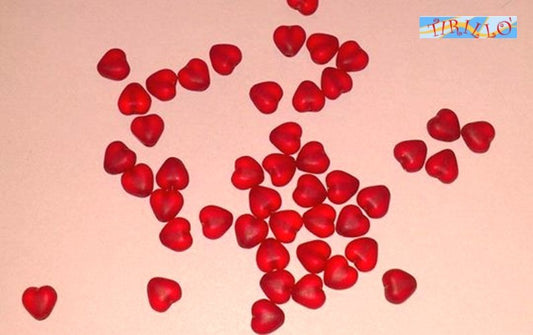 BIGIOTTERIA PERLINE - 50 elementi a cuore in vetro 6 mm - Rosso Satin