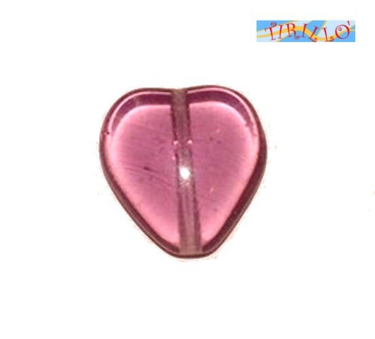 BIGIOTTERIA PERLINE - 10 elementi a cuore in vetro 11 mm - Ametista