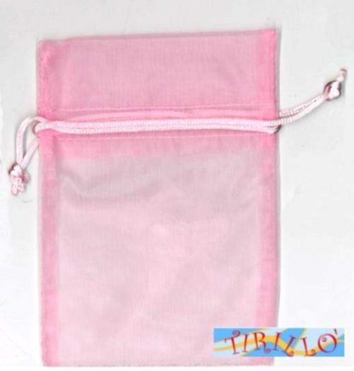 BIGIOTTERIA BOMBONIERE - 10 sacchettini in organza 7x10 cm - Rosa