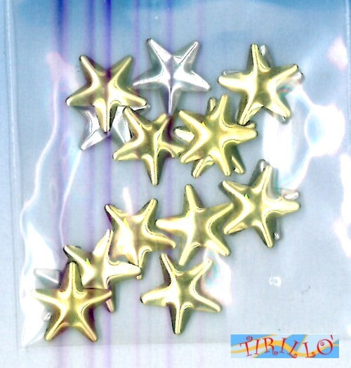 CUCITO CREATIVO 18 borchie termoadesive in metallo a stella 10 mm - Colore oro