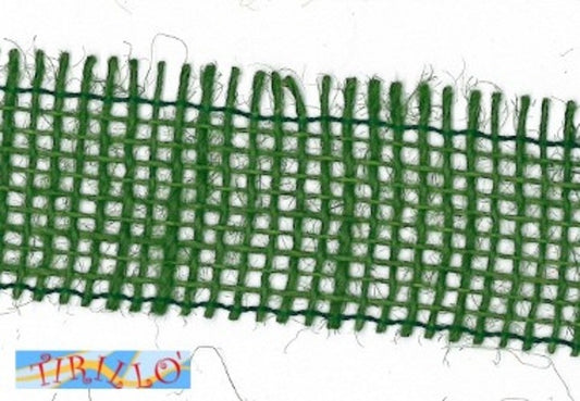 MERCERIA - 15 metri di nastro di juta altezza 4,5 centimetri - Verde scuro