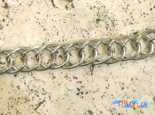 BIGIOTTERIA - 1 metro catena groumette doppia in alluminio galvanizzato -argento