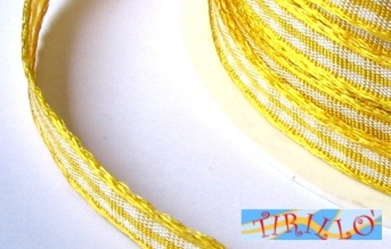 MERCERIA - 6 metri nastro sintetico animato 6 mm - Quadretti giallo