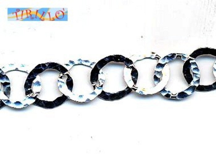 ARGENTO 925 MASSICCIO italiano - 50 cm catena maglie martellate 6 mm