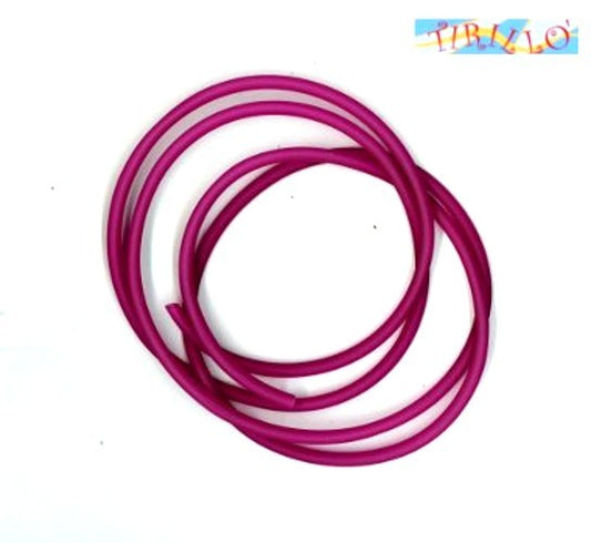 BIGIOTTERIA PERLINE - 2 metri cavetto di caucciù forato 4 mm - Fuchsia