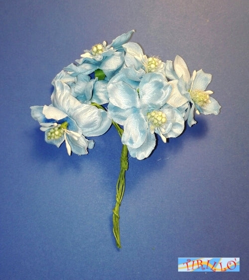BOMBONIERE DECORAZIONI - 12 fiori di stoffa per bomboniere - Fiori celesti
