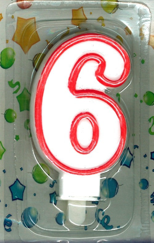 CANDELE PARTY CAKE DESIGN -3pz Candela numero per torta compleanno 6 cm-Numero 6