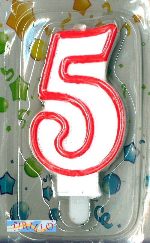 CANDELE PARTY CAKE DESIGN -3pz Candela numero per torta compleanno 6 cm-Numero 5