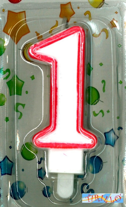 CANDELE PARTY CAKE DESIGN -3pz Candela numero per torta compleanno 6 cm-Numero 1