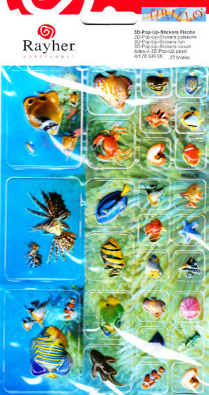 SCRAPBOOKING BULLET JOURNAL - 2 fogli di adesivi 3D - Pesci